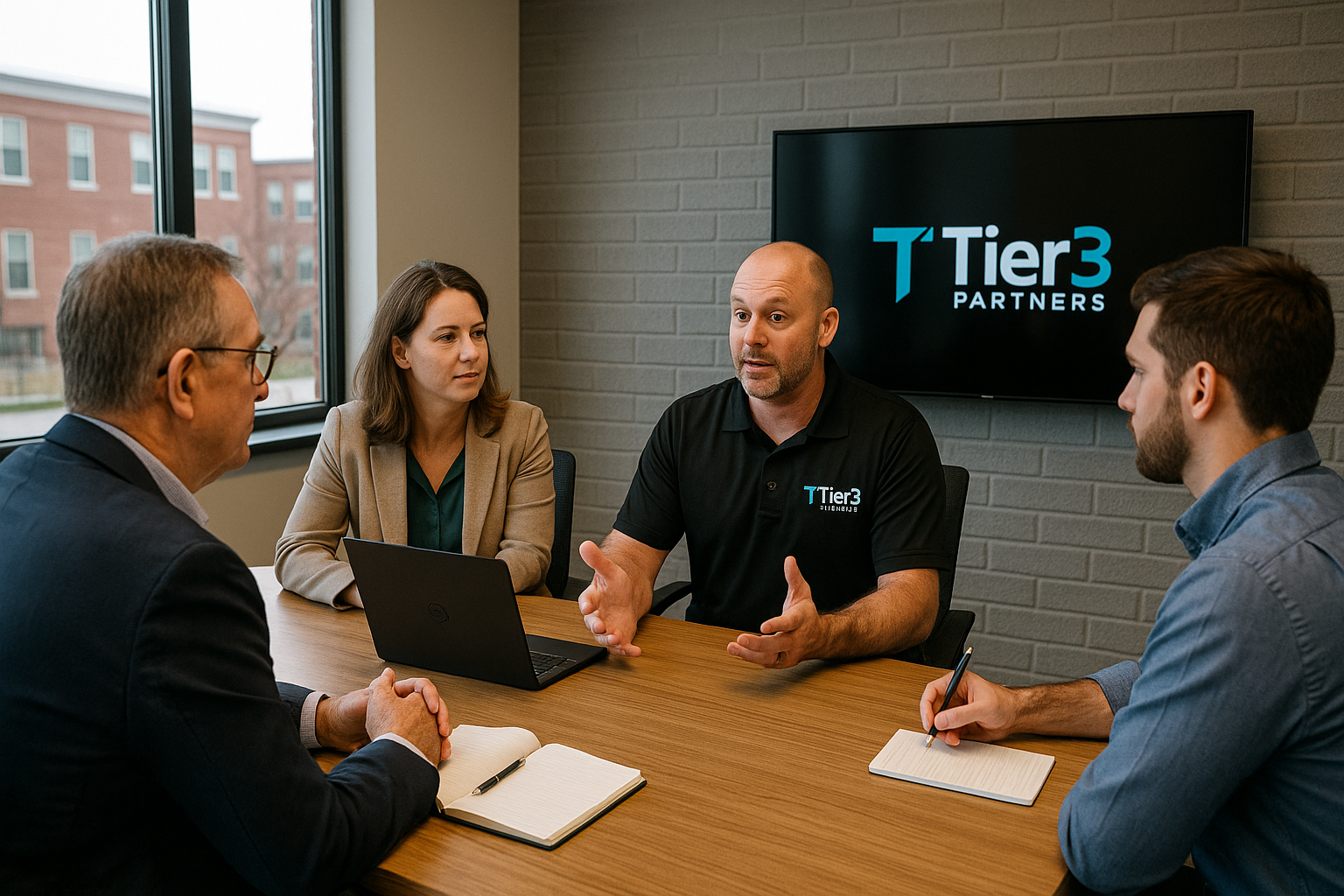Indiana business team meeting with Tier3 Partners for local IT support and technology planning.